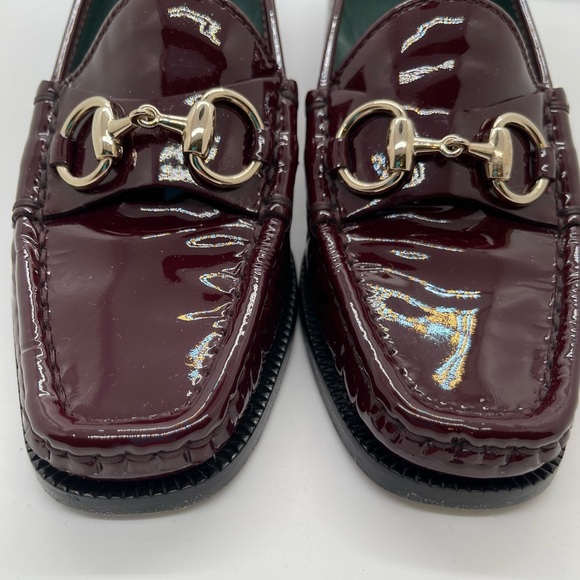 GUCCI Catherine horsebit loafers/moccasins Red/Bordeaux Sz 4/34 - Picture 2 of 8